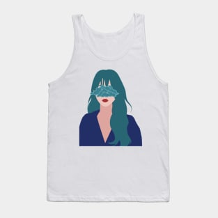 Beautiful girl with blue hair and blue cloud on the eyes Tank Top